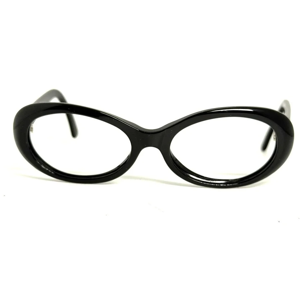 Calvin Klein 736S 090 Black Oval Cat Eye Eyeglass Frames Made in Italy 140mm